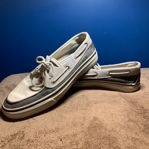 Black/White Sperry Men’s boat shoes size 10